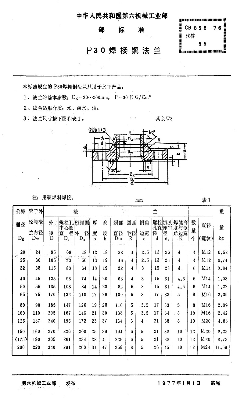 【法蘭標(biāo)準(zhǔn)】CB858-76